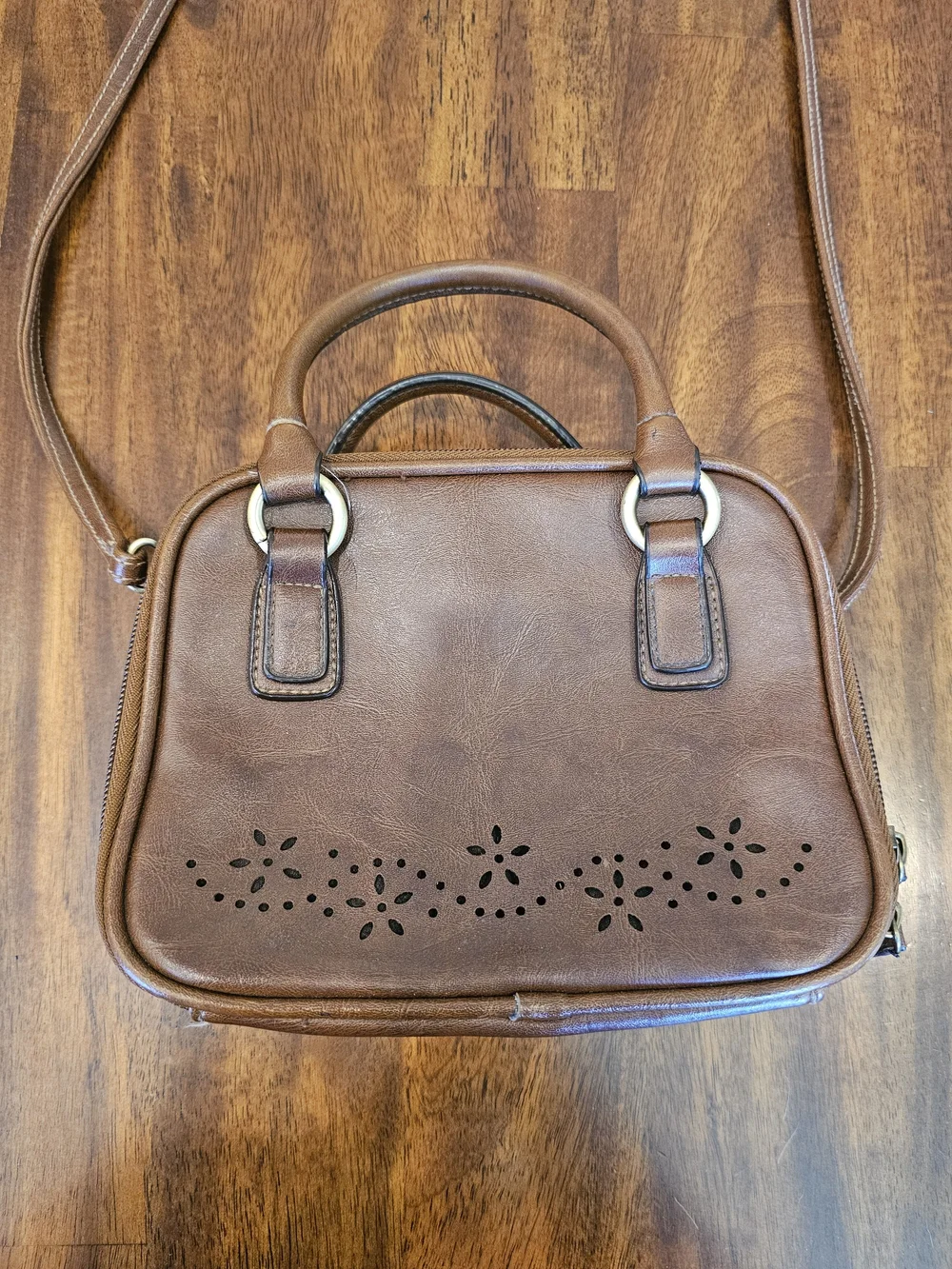 Accordion Style Brown Women's Leather Crossbody Purse Unbranded Nice!